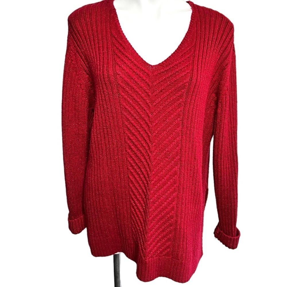 Ava & Viv Sparkly Sweater Size 1X Cranberry Red